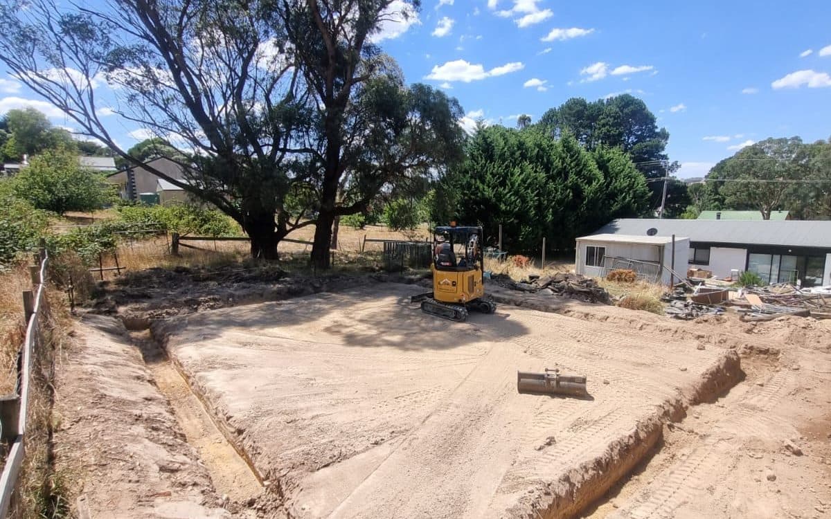 levelled building pad cut into a rural block ready for the builder